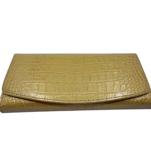 Le Prairies Ginza Continental Wallet Gold Crocodile Embossed